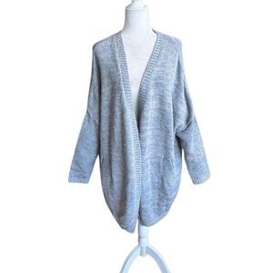 Knot Sisters Revolve Gray Cardigan Oversized Chunky Pockets Mohair Knit SZ M / L